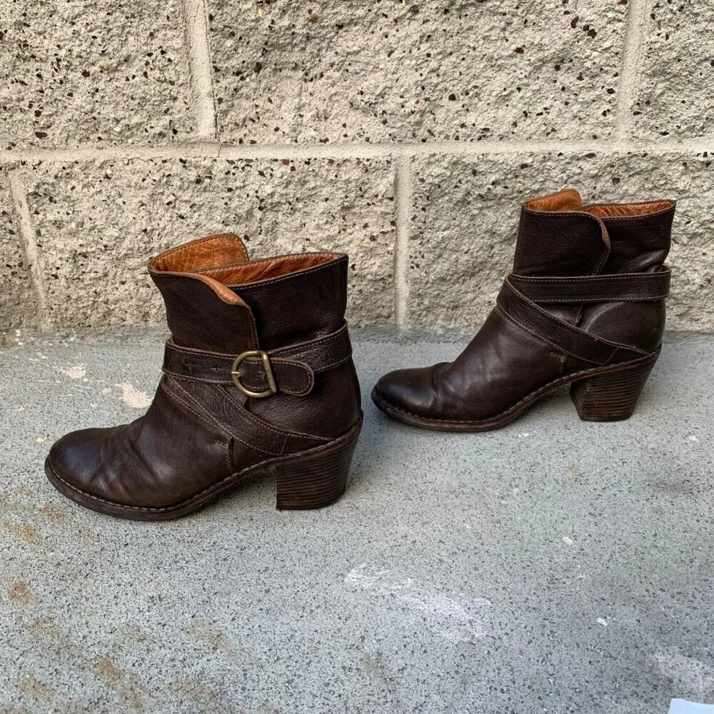 FIORENTINI + BAKER Womens Ankle Booties US 9 Euro 39 Brown Italian Buckle Boots - Picture 2 of 11
